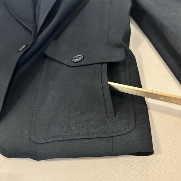 Talbots Women Black Jacket 12P Long Sl Collar Notch Clueless Preppy Office Siren - Picture 8 of 11